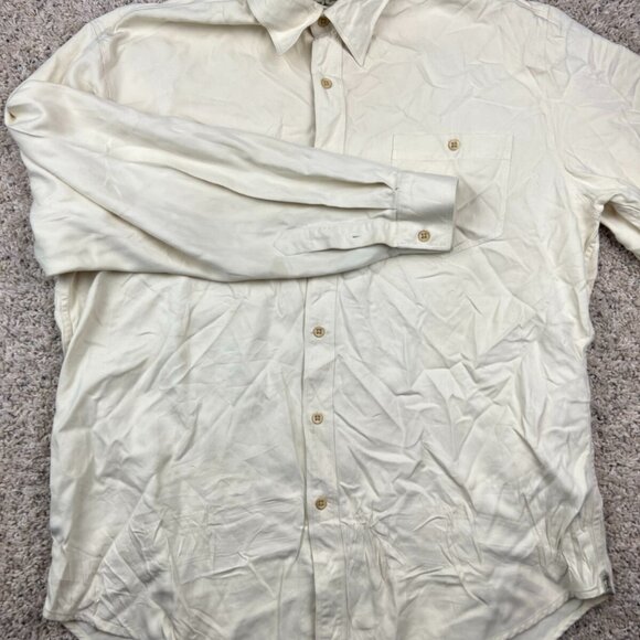 Tommy Bahama Mens Button Up Camp Shirt Large All Silk Long Sleeve Pale Yellow ** - Picture 3 of 11